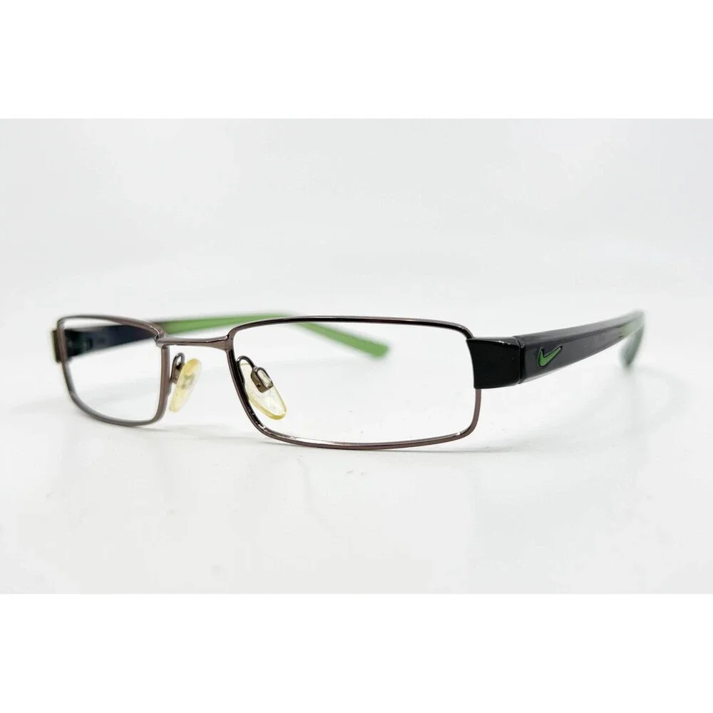 Nike Eyeglasses Frames Mens Brown Green 8061 206 Rectangular 50-18-135